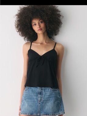 Aritzia Black Spaghetti Strap Cami with Front Tie